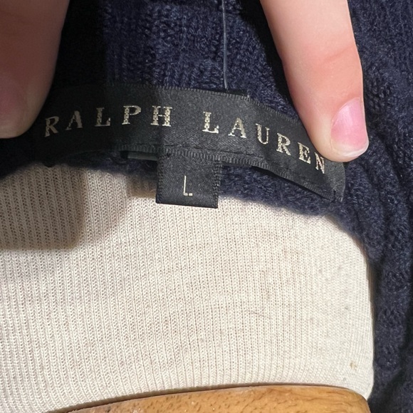 Ralph Lauren Cashmere Navy Blue Turtleneck Sweater with Cable - Picture 3 of 3